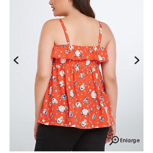Torrid Floral Ruffle Babydoll Top Size 2 - Picture 2 of 7